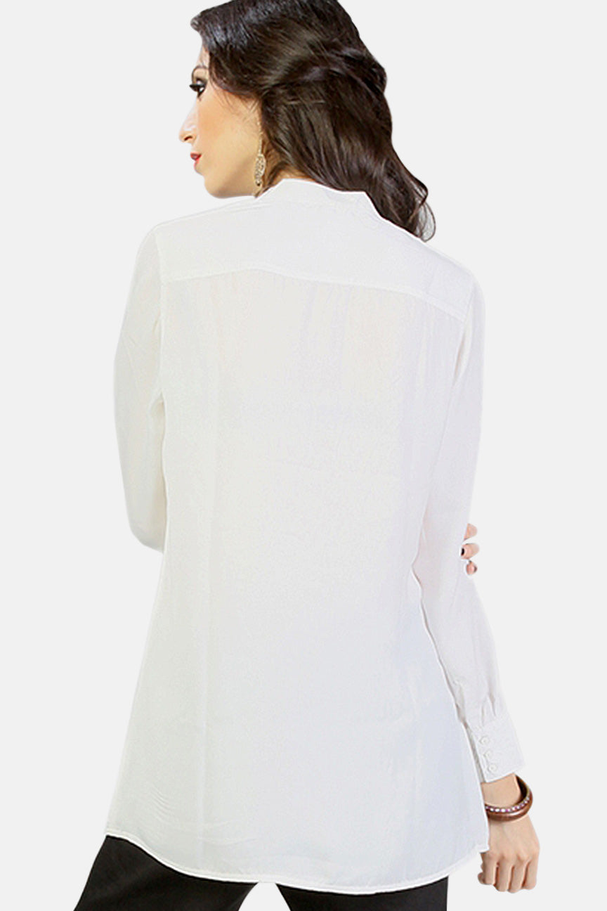 Kemeja Lengan Panjang Delorace Offwhite Tunic