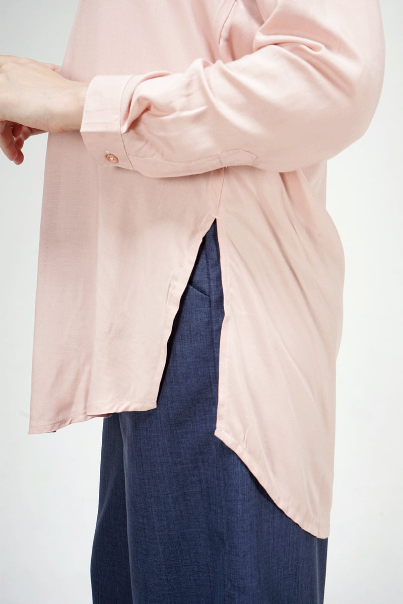 Kemeja Lengan Panjang Racha Dusty Pink