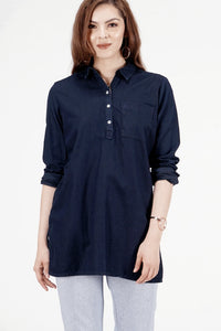 Kemeja Lengan Panjang Chyara Dark Blue