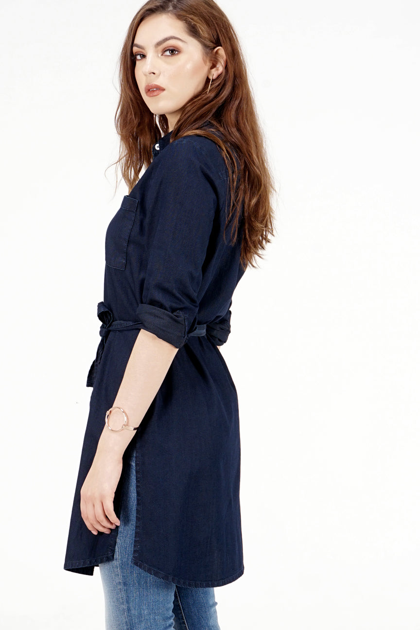Kemeja Chambray Lengan Panjang Aurist Dark Blue