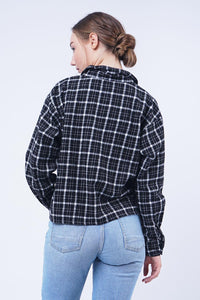 Kemeja Flanel Hamira Black Offwhite