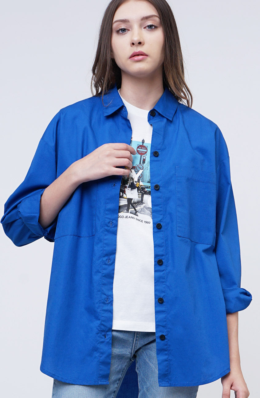 Kemeja Lengan Panjang Dyan Blue