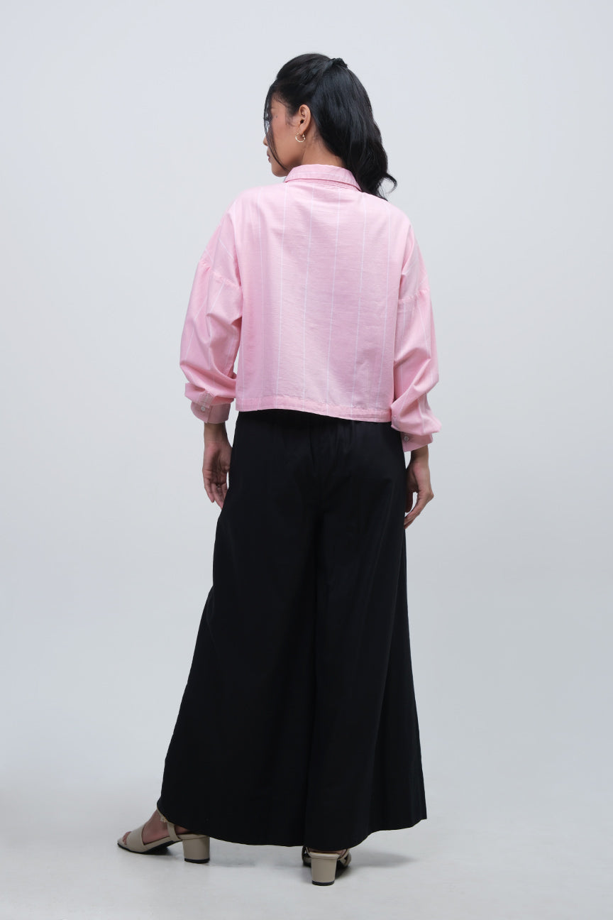 Kemeja Lengan Panjang Rosabel Peach Offwhite