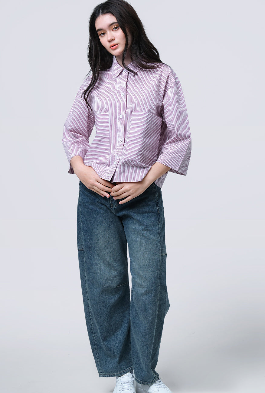 Kemeja Luna Purple White Exclusive Online