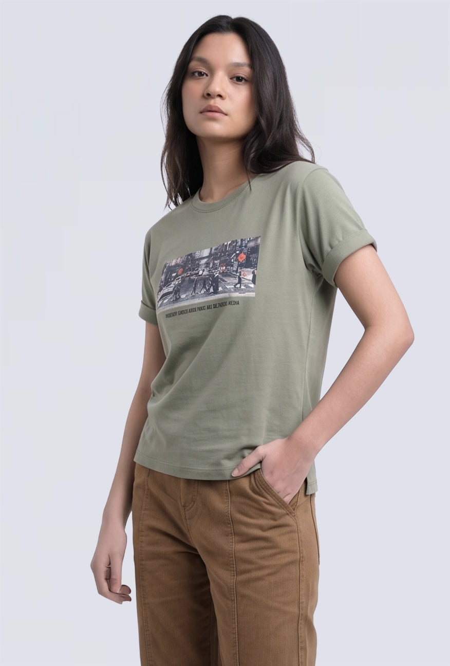 T-Shirt Boxy Lengan Pendek Alindra Sage