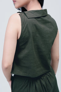 Kemeja Tanpa Lengan Enya Top Army