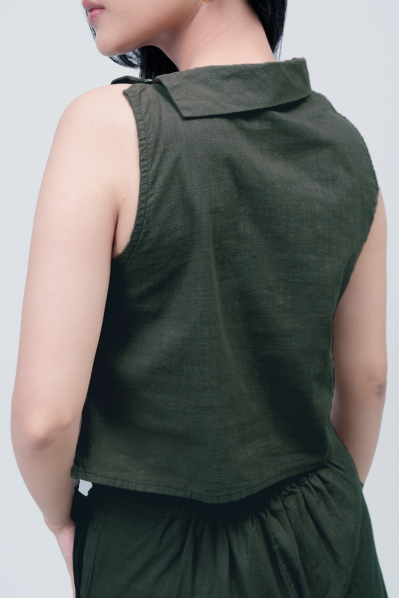 Kemeja Tanpa Lengan Enya Top Army