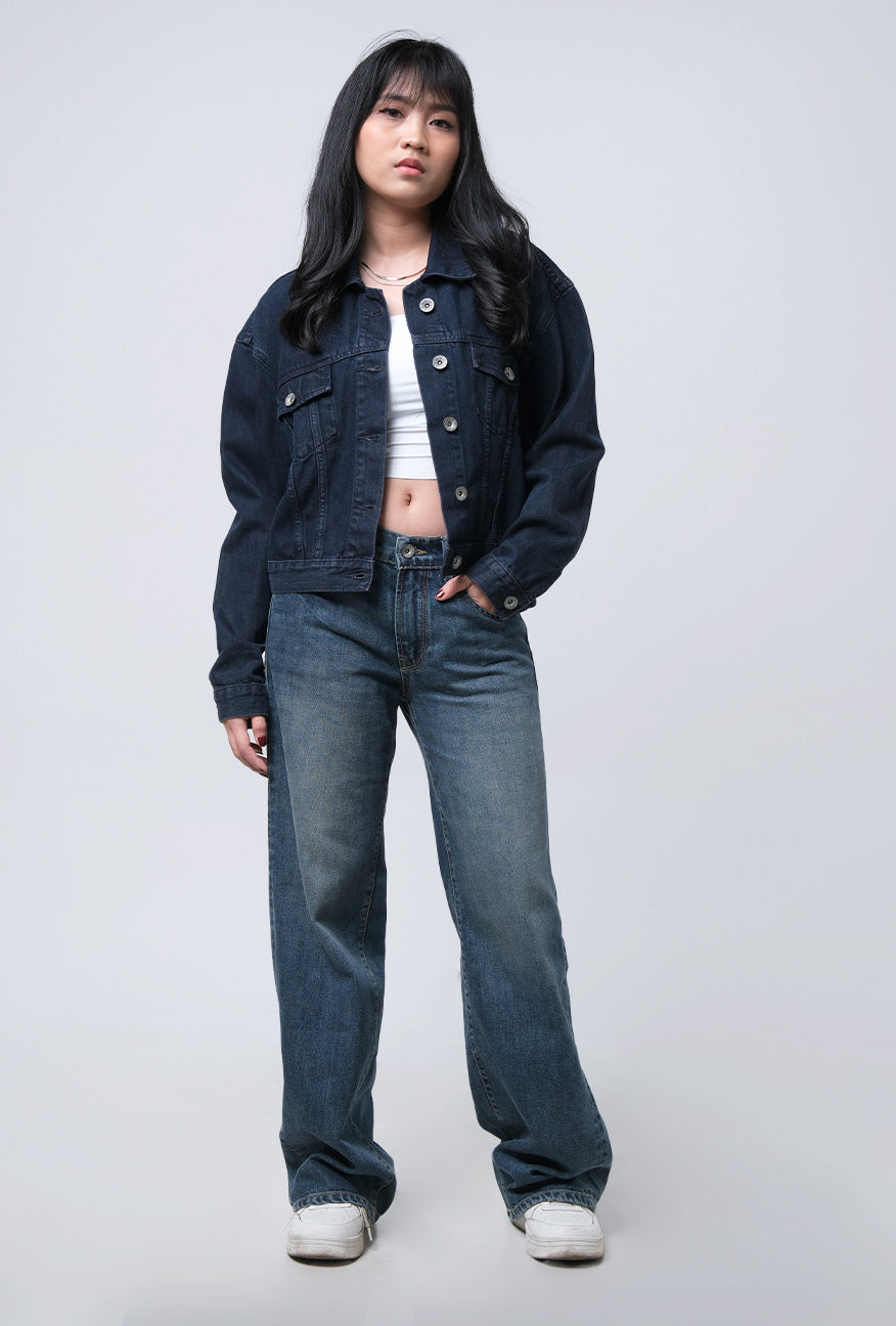Jaket Jeans Crop New Logo Od Blue