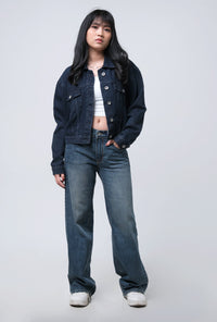 Jaket Jeans Crop New Logo Od Blue