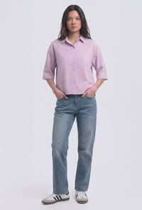 Kemeja Lengan Pendek Aurel Purple Pink
