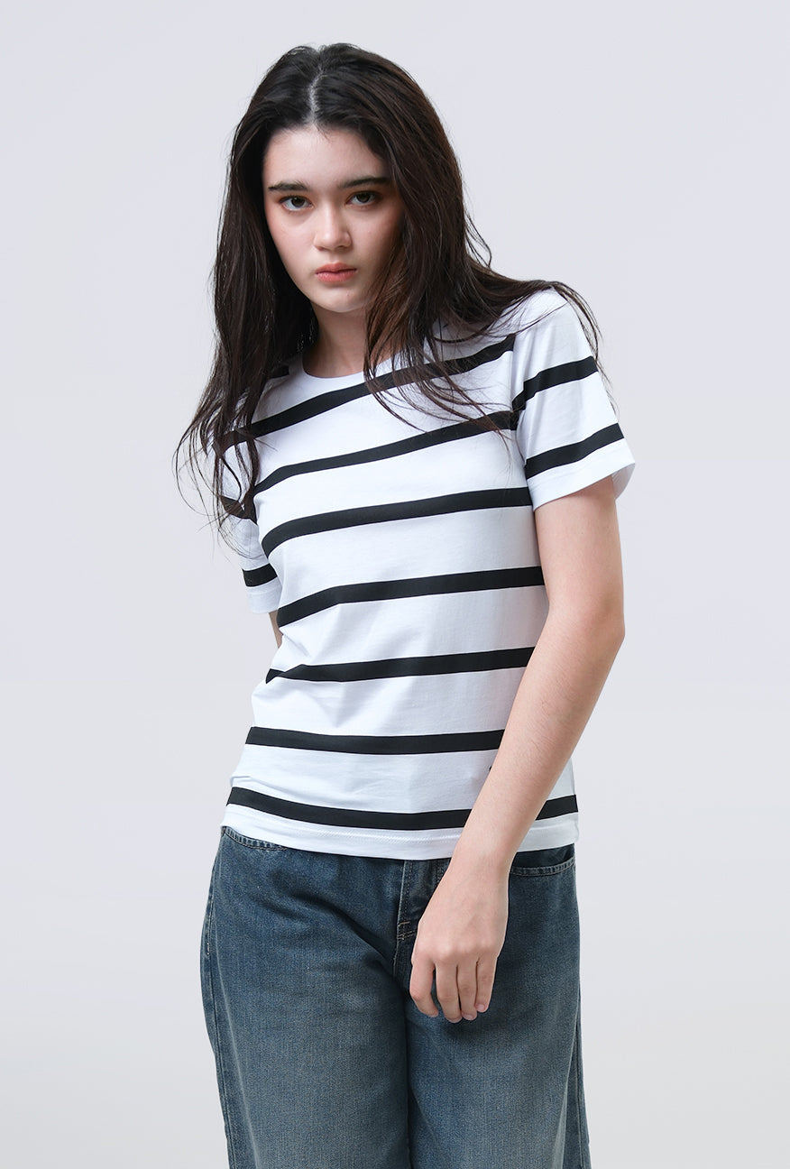 T-Shirt Lengan Pendek Kalene White Black