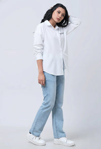 Kemeja Lengan Panjang Anesya White