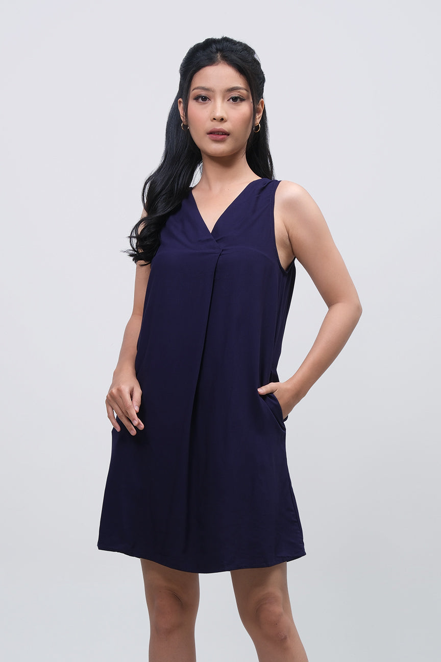 Dress Tanpa Lengan Sloane Navy Online