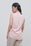 Kemeja Tanpa Lengan Pheme Pink Offwhite