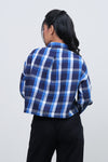 Kemeja Lengan Panjang Esmeray Navy White