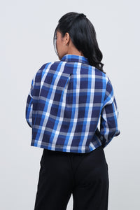 Kemeja Lengan Panjang Esmeray Navy White
