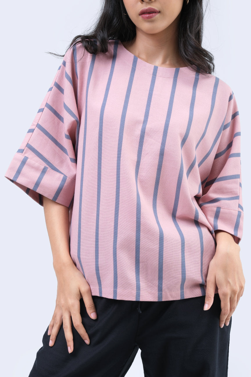 Blouse Lengan Panjang Tinsley Grey Pink