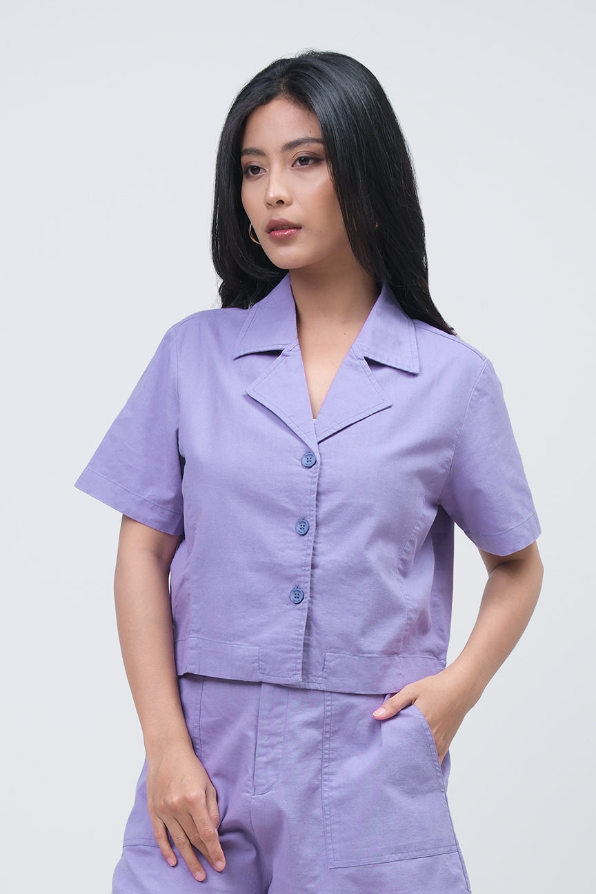 Kemeja Lengan Pendek Cyra Top Purple
