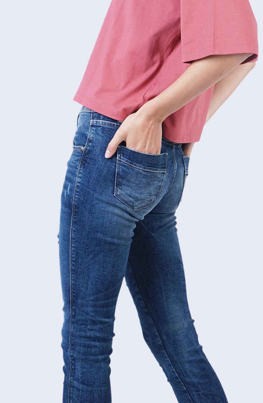 Jeans Skinny F4 Series Mid Waist Handmade Medium Blue