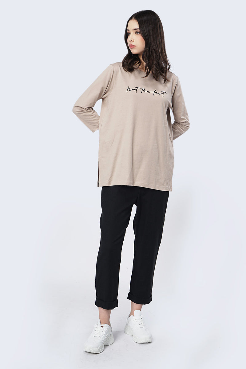 T-Shirt Lengan Panjang Freesia Khaki