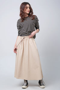 T-shirt Lengan Panjang Elsie Black Cream Stripe