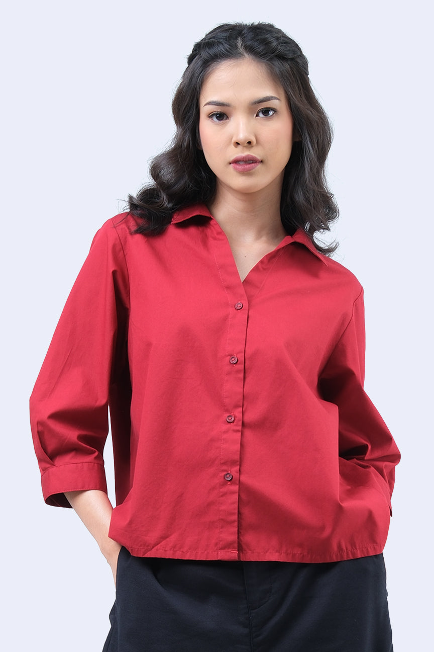 Kemeja Lengan Panjang Dakota Maroon