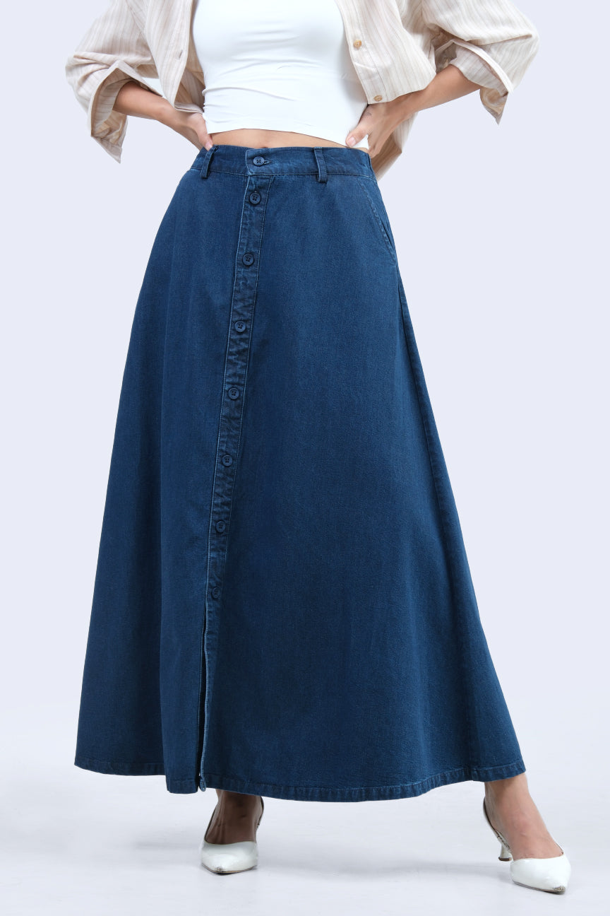 Rok Panjang Denim Lyora Medium Blue