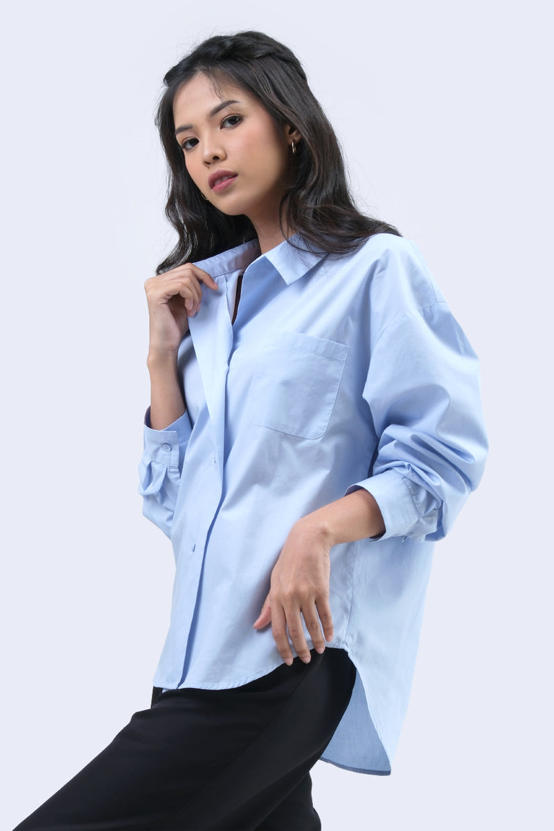 Kemeja Lengan Panjang Elysian Baby Blue