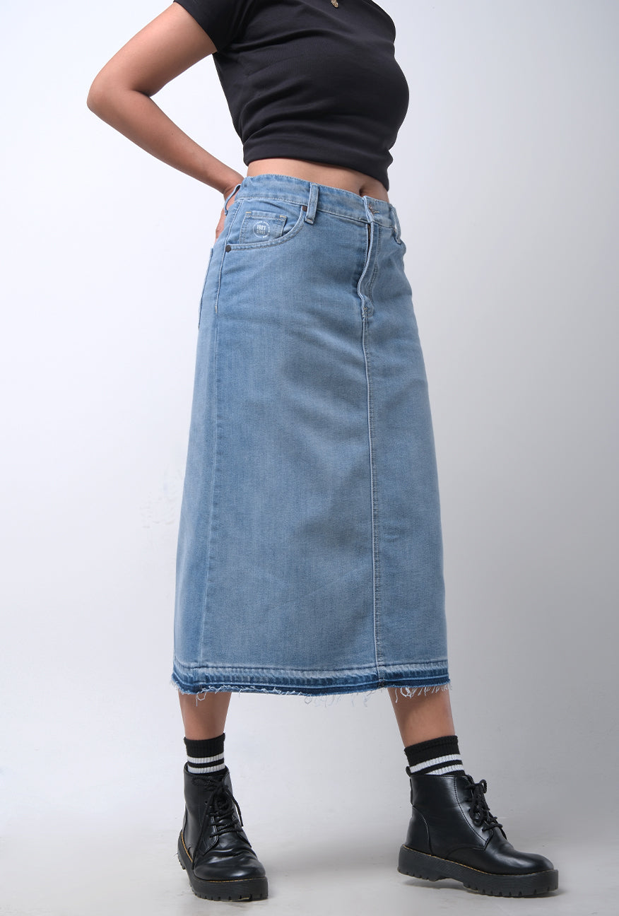 Midi Skirt Denim Jenaira Medium Blue