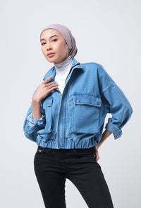 Jaket Denim Makayla Medium Blue