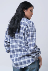 Kemeja Lengan Panjang Berdie Blue White