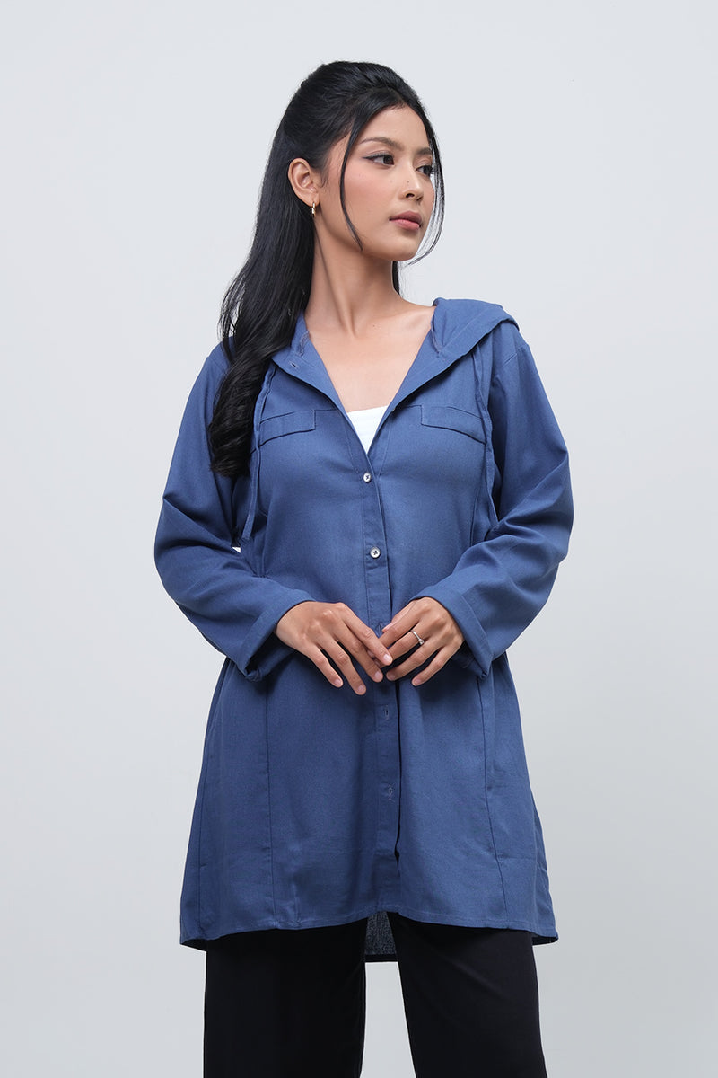 Kemeja Lengan Panjang Quirina Blue