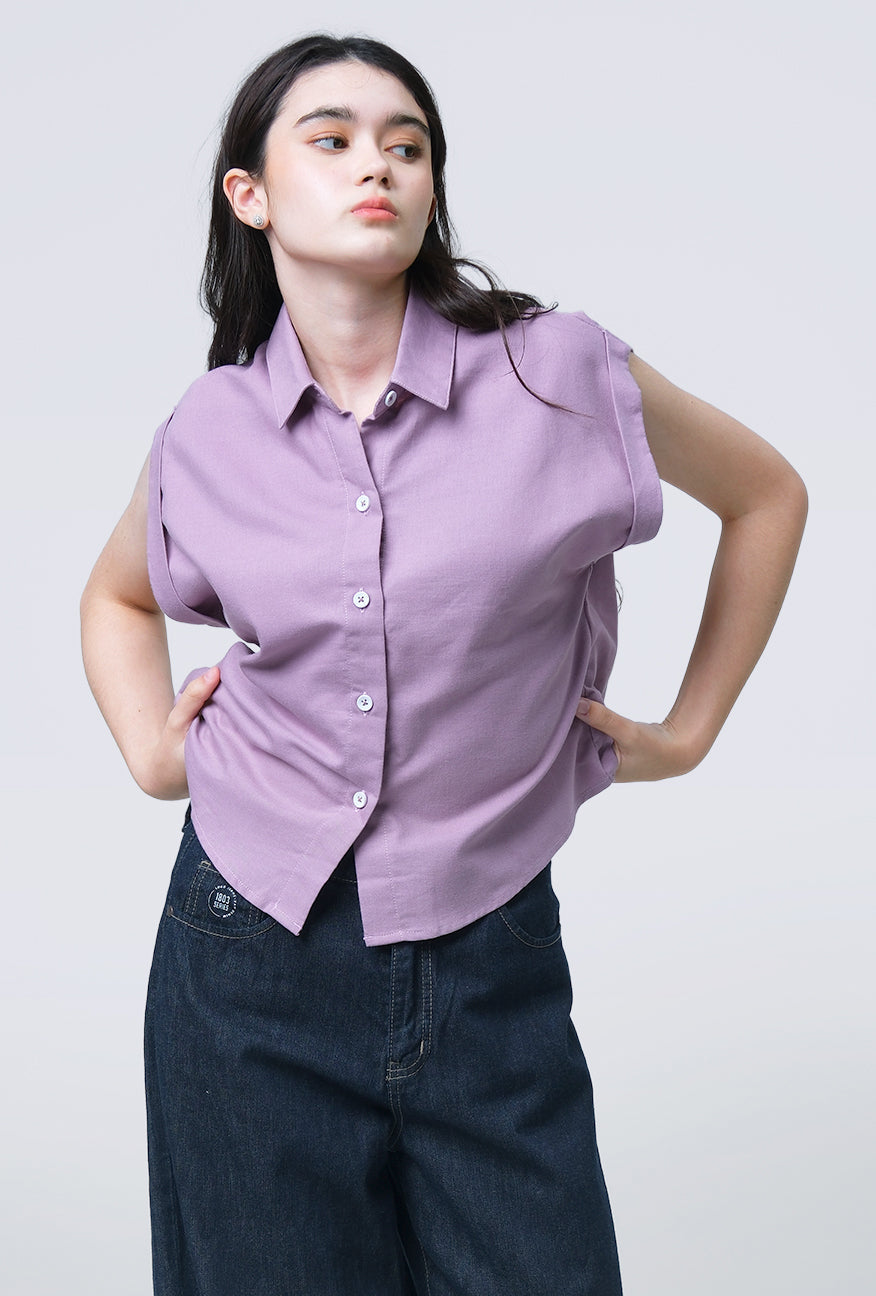 Kemeja Lengan Pendek Oryna Lavender Exclusive Online