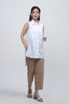 Kemeja Tanpa Lengan Volna Offwhite