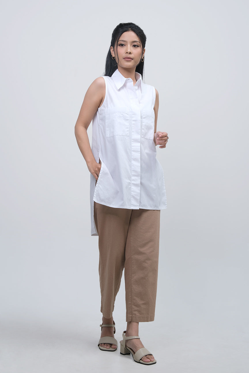 Kemeja Tanpa Lengan Volna Offwhite