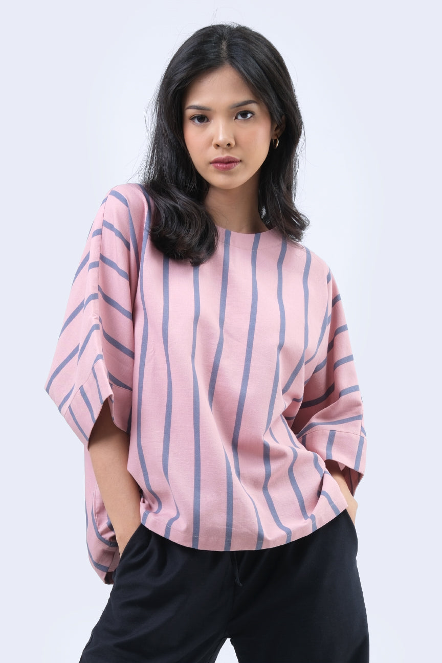 Blouse Lengan Panjang Tinsley Grey Pink