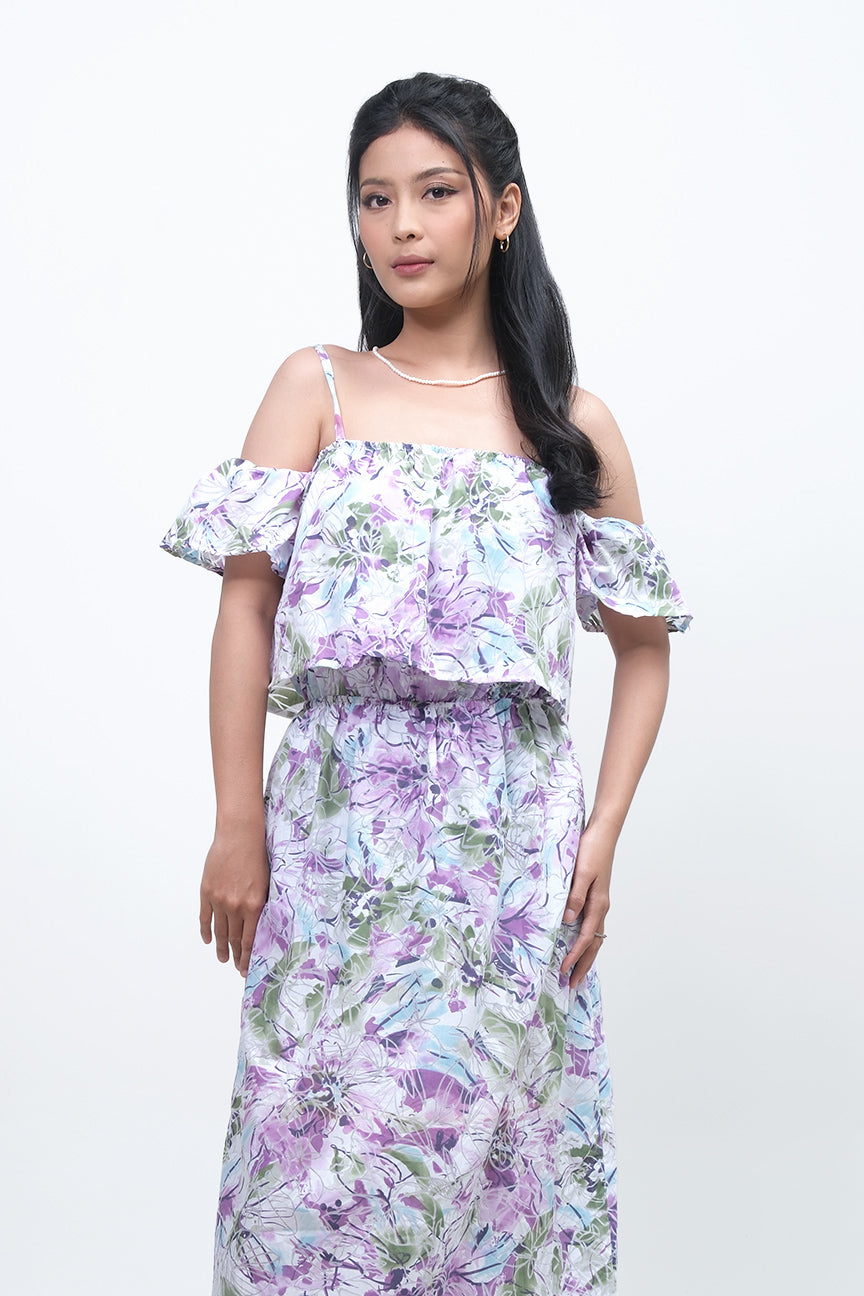 Dress Tanpa Lengan Aster Purple Offwhite Online