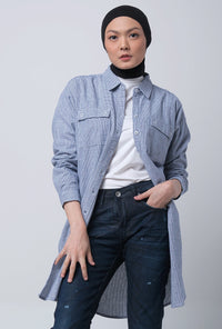 Kemeja Lengan Panjang Saverio Blue White