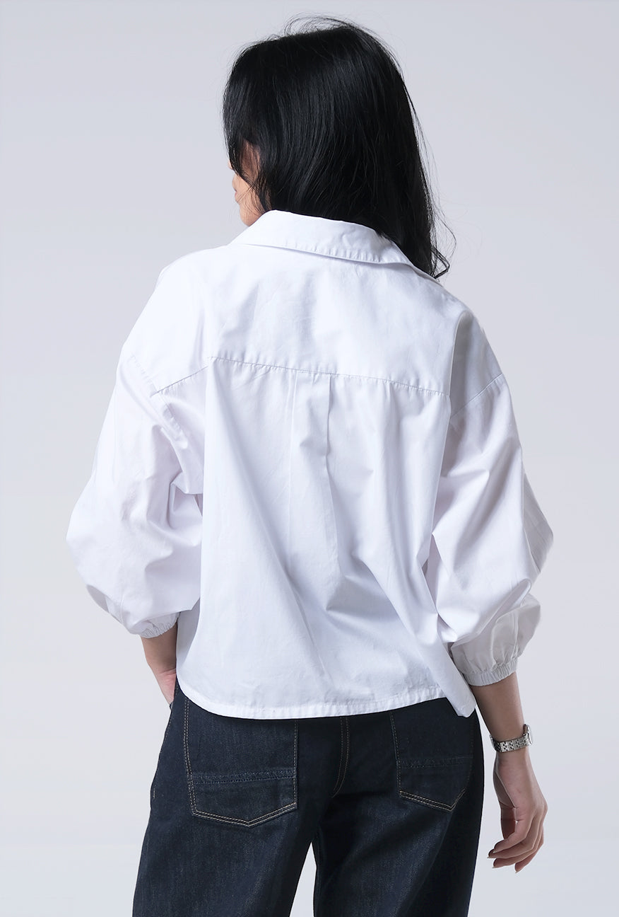 Kemeja Lengan Panjang Zelva White