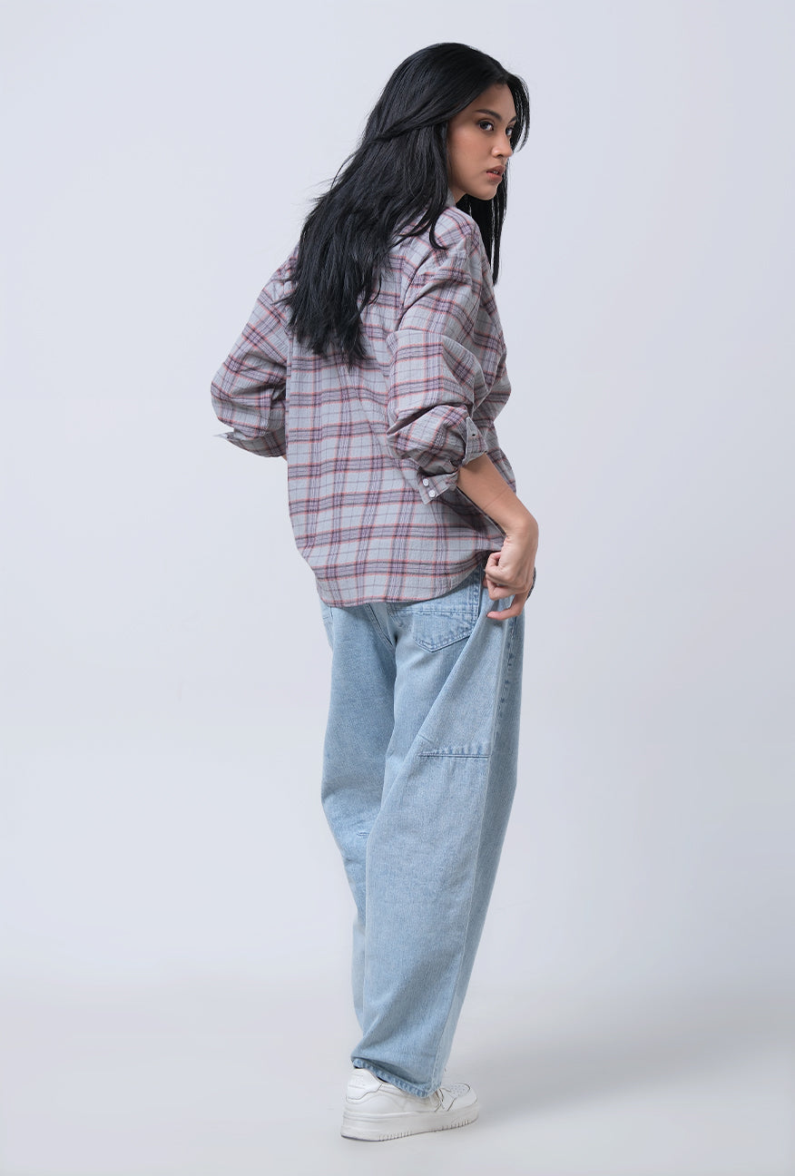 Kemeja Lengan Panjang Axela Grey Green