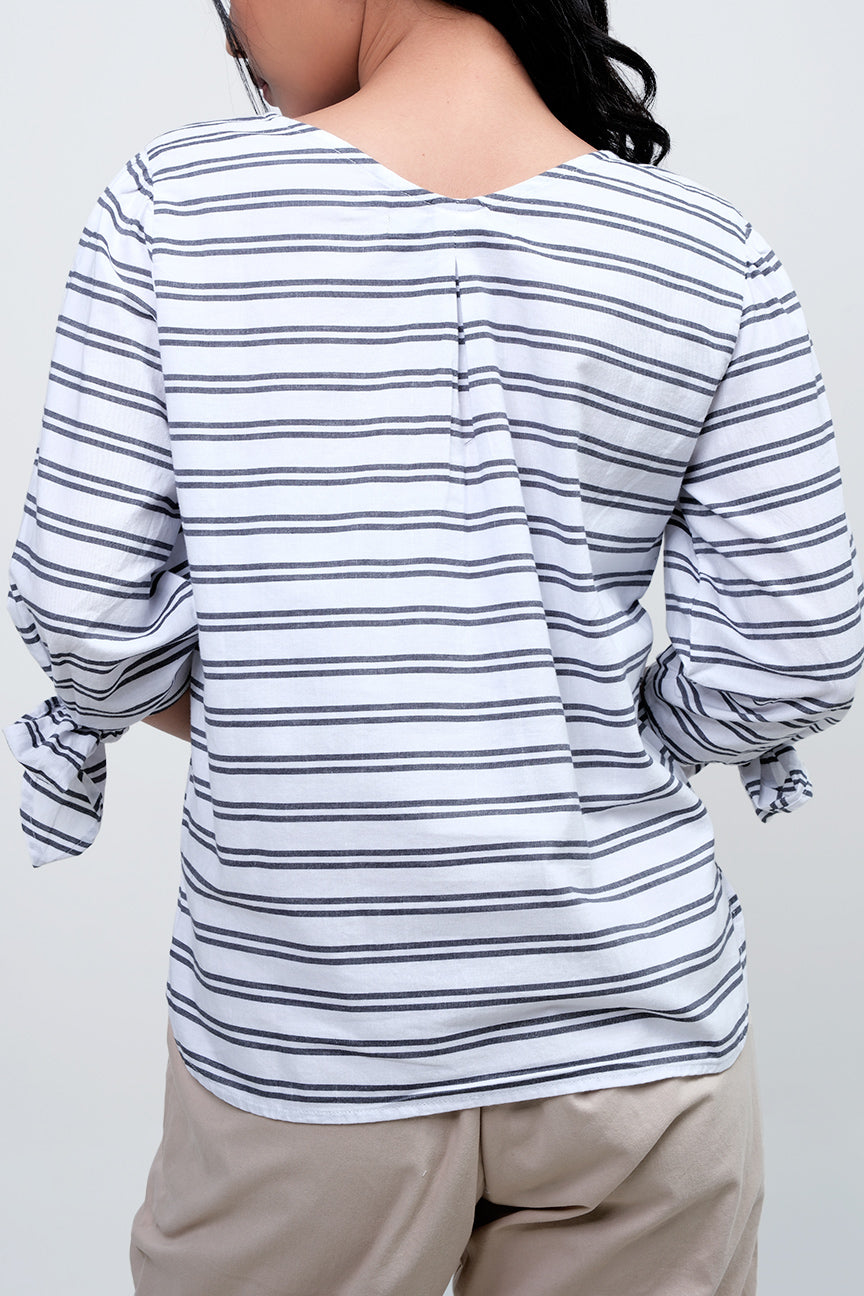Kemeja Lengan Panjang Delilah White Black