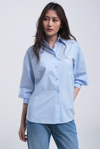 Kemeja Lengan Panjang Naveela Light Blue