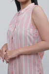 Kemeja Tanpa Lengan Pheme Pink Offwhite
