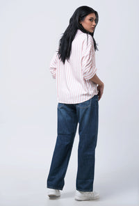Kemeja Lengan Pendek Florentina Pink Offwhite