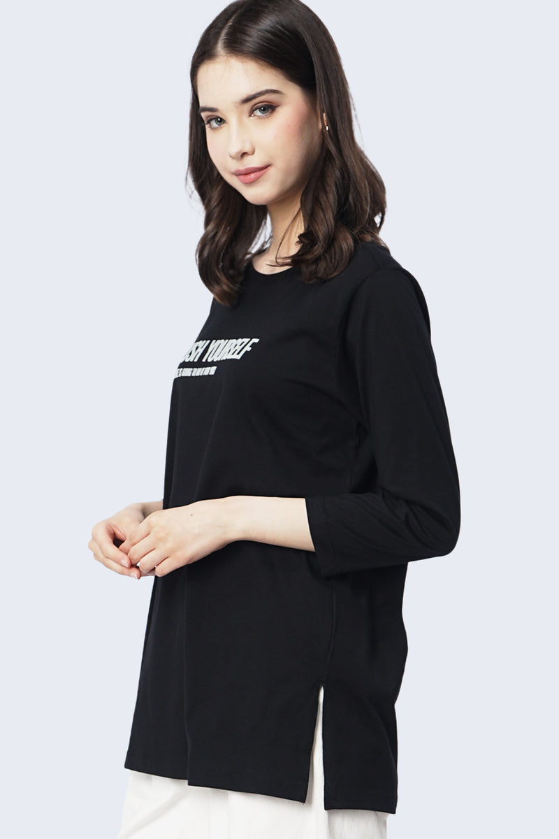 T-Shirt Lengan Panjang Unna Black