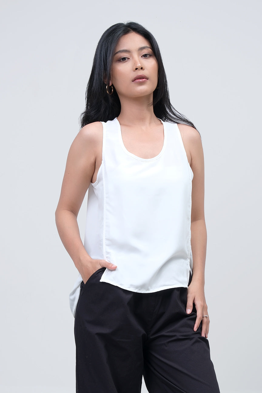 Kemeja Tanpa Lengan Birdella Offwhite