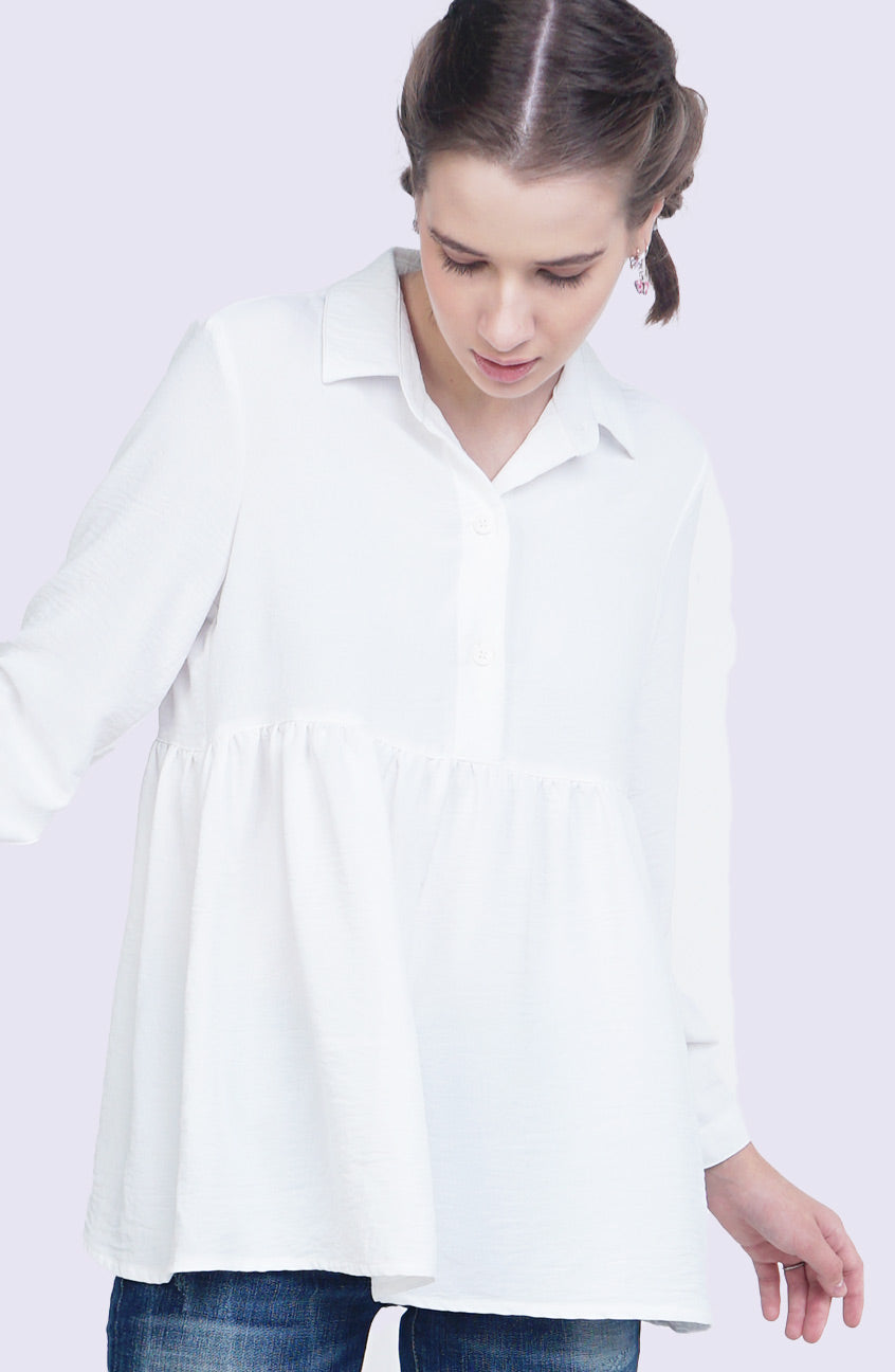 Kemeja Lengan Panjang Kirei Offwhite