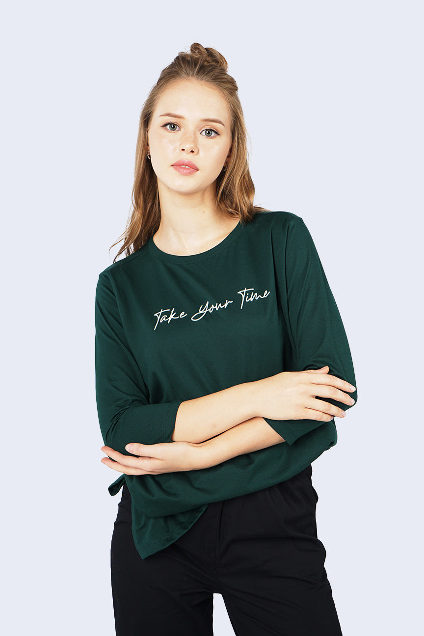 T-Shirt Lengan Panjang Kelby Dark Green