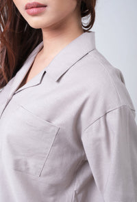 Kemeja Lengan Panjang Shara Light Grey