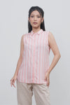 Kemeja Tanpa Lengan Pheme Pink Offwhite